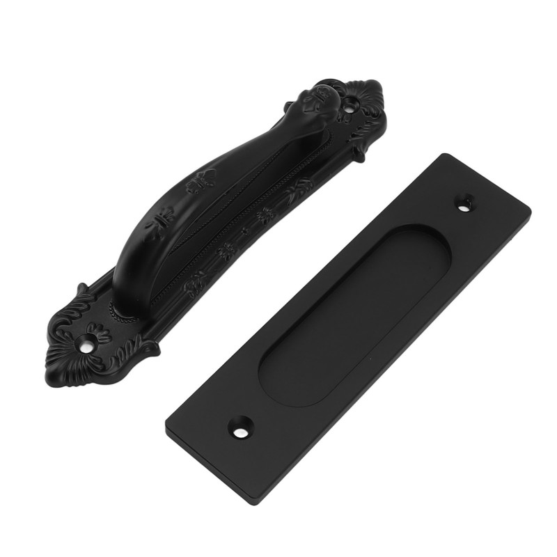Sliding Barn Door Handle Aluminum Alloy Black Punch Free Double