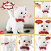 White Leash Walking Cat Set Interactive Talking Cat Singing Dancing