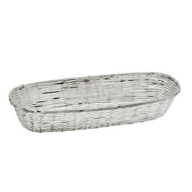 EDZARD Basket Bread Basket Baguette (13 x 34 cm), Metal Braided, Oblong, Elegant Silver-Plated, Tarnish-Resistant