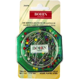 Bohin Plastic Head Pins 34mm x MPC100, Metal, Silver, 2 x 7 x 7 cm