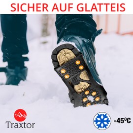 Traxtor Shoe Spikes Non-Slip - Shoes for Winter - Shoe Claws for Ice and Snow - Crampons as Slip Protection for Smooth Ice - Size L - includes 15 replacement snow spikes