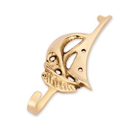 NKlaus Maritime Hook Boat 4 x 9.5 cm Brass Gold Wall Hooks Door Hooks Clothes Hooks 11602
