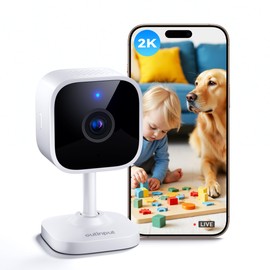 Outinput 2K Indoor Security Camera, Smart WiFi Camera with QHD Night Vision, Baby Monitor Dog Camera with App, Motion Detection, Noise Detection, 2-Way Audio, Siren, Micro SD & Cloud Storage
