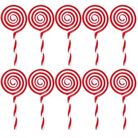 10pcs Lollipop Christmas Decorations Christmas Lollipop Ornament Christmas Tree Lollipop Ornament Set White and Red Christmas Decorations Red and White Lollipop for Christmas Decorations Supplies