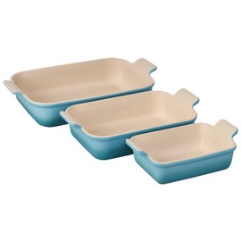 Le Creuset Stoneware Heritage Set 3 Rectangular Dishes, Caribbean