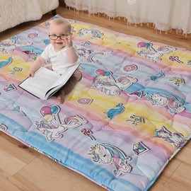 Baby Play Mat for Floor,72"×59"Thicken Ultra Large&Soft Playmat,Washable Playpen Mat Non-Slip Baby Crawling Mat for Babies Floor Tummy time(Unicorn)