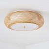 Aeyee Bamboo Flush Mount Ceiling Light Handwoven Rattan Light Fixture,