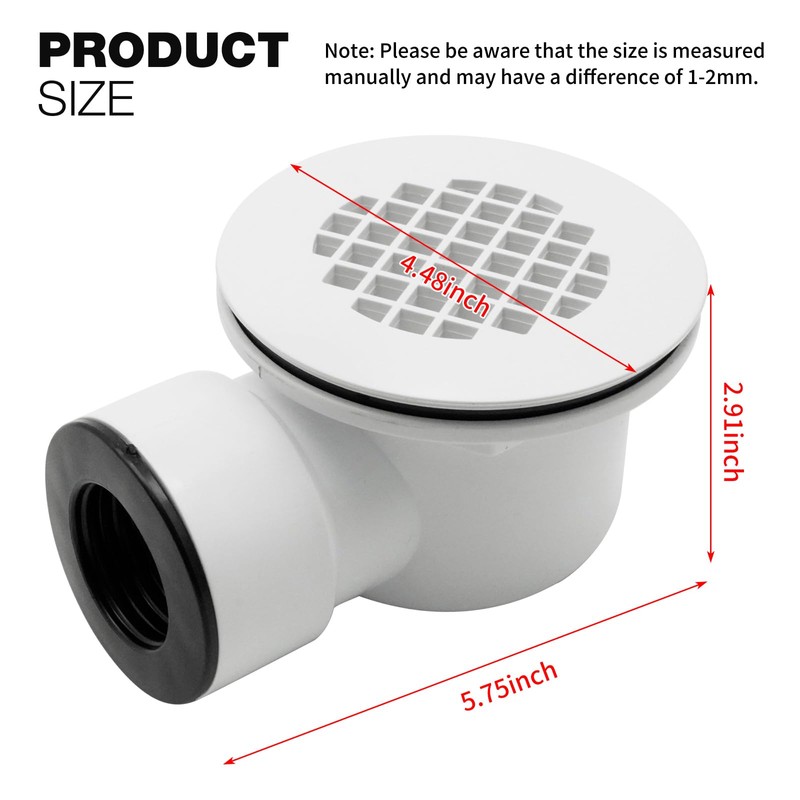 Anxingo Low Profile Shower Drain, 1.5Inch Side Outlet Drain Assembly