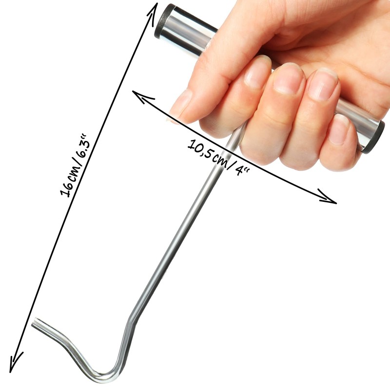 com-four® 1 x Stainless Steel Peg Puller - Hook Puller
