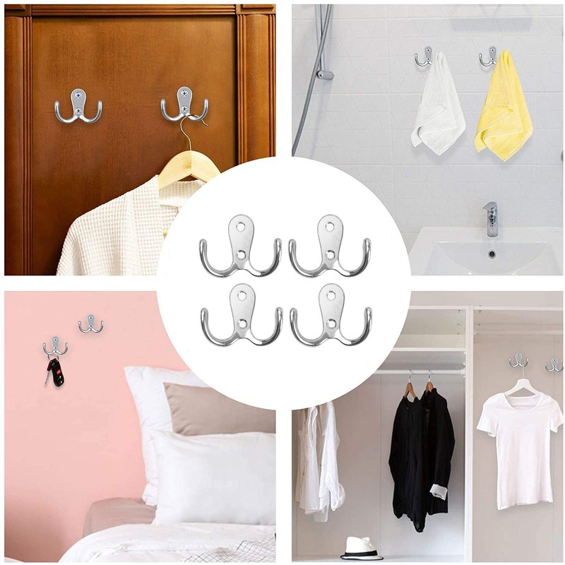 Double Prong Coat Hook Robe Hooks Dual Coat Hooks Wall