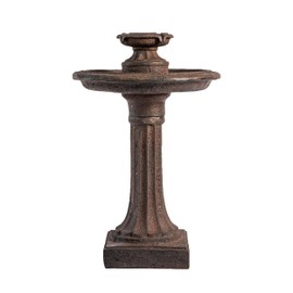 XBrand 28" BirdBath Water Fountain, 1-Tier, Outdoor, Brown Resin, Auto Shut Off Pump, Decorative Water Fountain, Outdoor Water Feature, Lawn and Garden