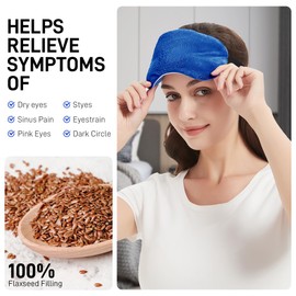 Microwave Heated Eye Mask for Dry Eyes, Moist Eye Warm Compress for Dry Eye Therapy Mask with Flaxseed, Work with Relieve Dry Eyes, Blepharitis & Stye Eye Treatment (Blue)