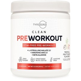 Type Zero- Ultra Clean Bomba Sin Stim Pre Entrenamiento  Potenciador de Óxido Nítrico (Ponche de Frutas) Remolacha, 7G Arginina C                     