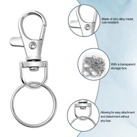 Quacc 15 Set Swivel Snap Hooks with Key Rings, 3 Different Sizes Metal Lobster Claw Clasps Keychain Making Hardware Sturdy Keyring Clips for DIY Art Crafts Crochet Keychain (Sliver, S+M+L)