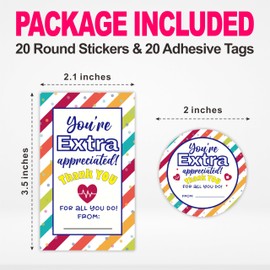 Caregiver Gifts Stickers, Nurses Week 20 Round Labels and 20 Rectangular Fill Out The Style Label， Thank & Tribute Hospital Staff & Student, for Wrapping Nursing Gifts, Gift Bags, Envelopes - A06