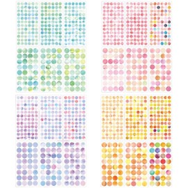 NYANDELMO Round Sticker Notebook Sticker Color Label Sticker 1248 Sheets Set of 4 Colors Washi Material 0.6 inch (15 mm) 0.4 inches (10 mm) Colorful Round Label