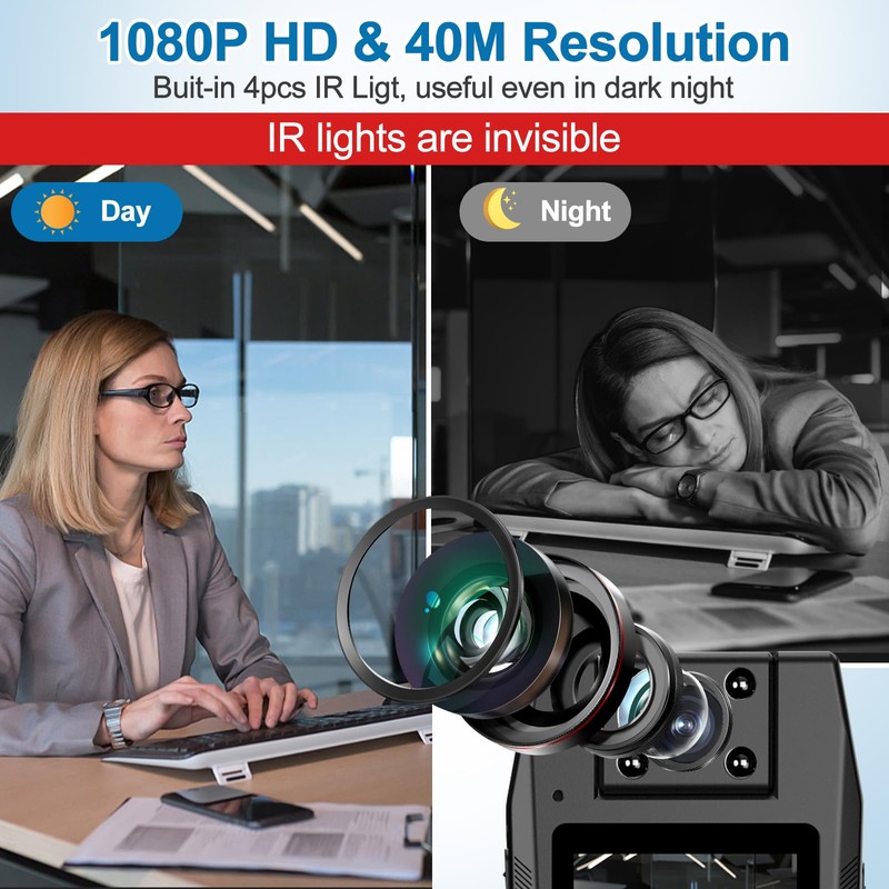 Mini Body Camera with Audio and Video, 128GB 1080P Personal