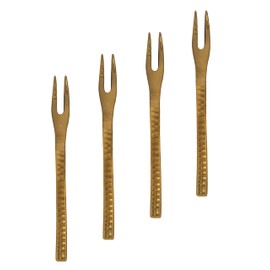 DeKulture Handmade Pure Brass Fruit Fork (Set of 4): Utensil for Salads & Desserts