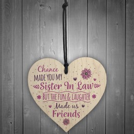 RED OCEAN Chance Made You My Sister In Law Wooden Heart Shabby Chic Plaque Keepsake Friendship Birthday Sister Gift