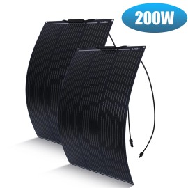 LINEBA 200W 100W 12V Flexible Mono Solar Panel for Camper van Caravans Marine Boat RV - 200W Solar Panel