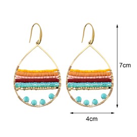 Boho Earrings for Women, Boho Beaded Earrings for Women, Corlorful Glass Bead Teardrop Earrings, Bohemian Dangle Earrings Summer Earrings Beach Earrings, Bohemian Turquoise Jewelry for Women