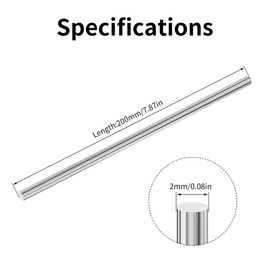 Skweawert 5 Pcs Round Steel Rod, 2mm x 200mm (0.08" x 7.87") High Speed Steel Lathe Bar Stock Tool, for Shaft Gear, Drill Lathes Boring Machine Turning Miniature Axle DIY Craft Tool