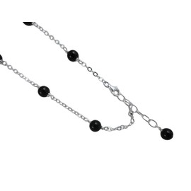 JOSCO 6mm Black Onyx with .925 Sterling Silver Anklet, Bracelet. 7,8,9,10,11,12 Inches (7 Inches)
