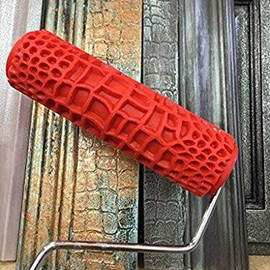 7 Inch Embossed Paint Roller for Walls – Crocodile Pattern Rubber Art Roller, DIY Textured Wall Decorative Painting Tool with Handle