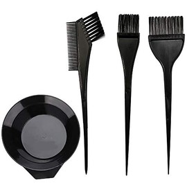 Hair Dye Color Brush and Bowl Set, Color Bowl Brushes Tool Mixing Bowl Kit Tint Comb for Hair Tint Dying Coloring Applicator (Black)
