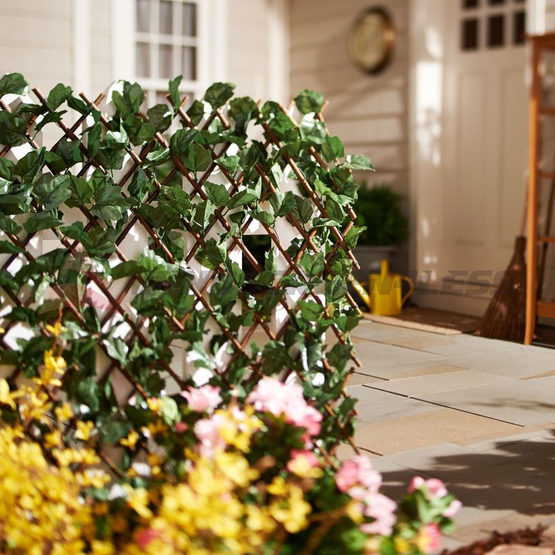 Windscreen4less Artificial Expandable Ivy Leaf Faux Leaves Privacy Fence Screen