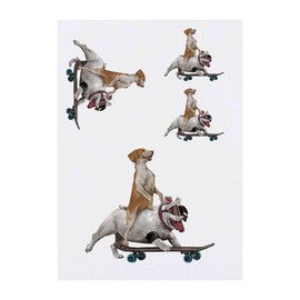 Azeeda 4 x 'Skateboarding Bulldog Abenteuer' Temporäre Tattoos - Wasserfest, Hautfreundlich & Ungiftig · Transfers in Verschiedenen Größen (TO00073248)