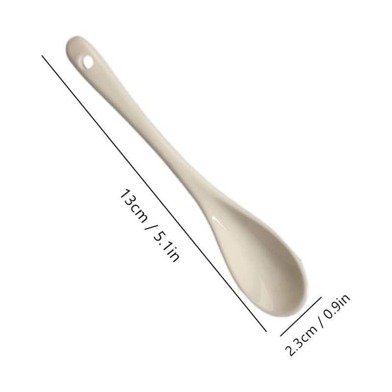5 Inch White Ceramic Coffee Spoon with Long handle, Small