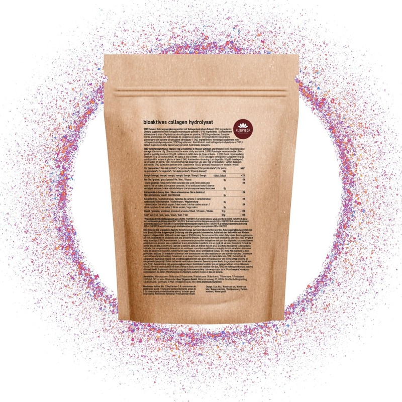 Puraveda Kollagen Hydrolysat Pulver 300g - Bioaktive Collagen-Peptide - 90%