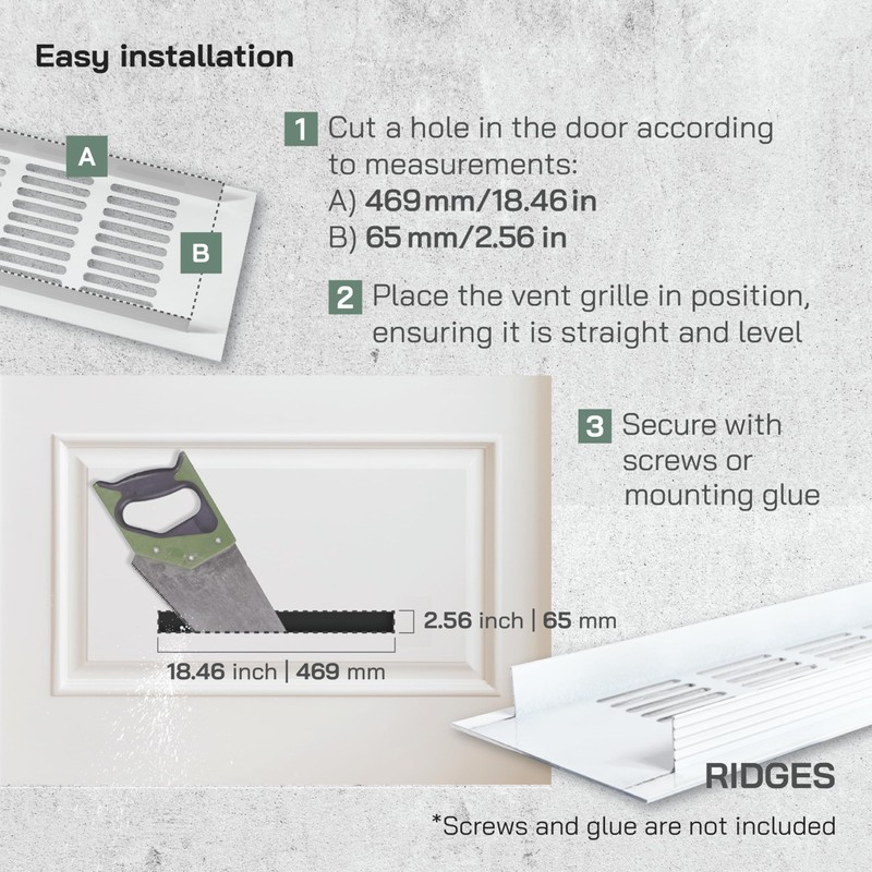 Vent Systems 19.69 x 3.15 Inch (Outer Size) Rectangular Door