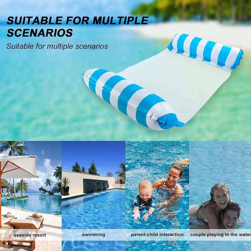 Water Hammock, Inflatable Pool Float，4-in-1 Multi-Portable Water Pool Float Hammock