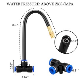 Zonon 10 Pcs Brass Misting Nozzles Tee with 8" Built in Hose for 0.32"/8 mm Tubing 360 Degree Rotation Adjustable Water Mister Nozzle Thread Sprayer Misting Part Accessories for Patio Outdoor Cooling