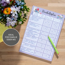 DESIGN WUNDER® Household Plan for Writing Yourself A4 [70 Sheets] Household Planner Family with Tasks (Blank) - Weekly Planner A4 as Cleaning Plan for Families (Family Organiser)