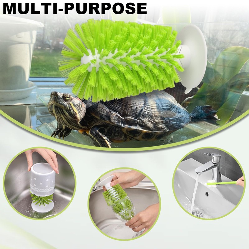 FOWSRHRG 4 Pack Turtle Brush with Suction Cup for Tank,