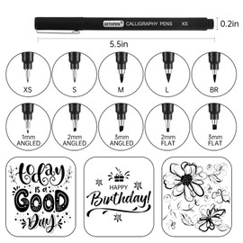 Calligraphy Pen, 10 Size Calligraphy Pens for Writing,Calligraphy markers, Brush Pens Calligraphy Set for Beginners,Black Archival Ink Pens, Hand Lettering Pen for Art Drawing,Sketching,Scrapbooking