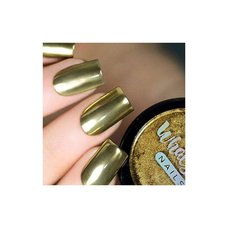 Whats Up Nails - Polvo cromado dorado para uñas de