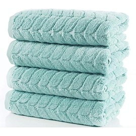 Bagno Milano 100% Turkish Cotton Jacquard Luxury Towel Set â Quick Dry Non-GMO Ultra-Soft, Plush and Absorbent Luxury Durable Turkish Towels Set (Aqua Green, 6 pcs Towel Set)