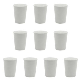 Bonsicoky 10 Pack Solid Rubber Stoppers - 00# Tapered Shaped Lab Bungs Plug - White Lab Plug for Flask, Plug Holes, Test Tube