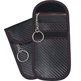 Spofly Relay Attack Pouch, Radio Wave Blocking Pouch, For Smart Keys, Anti-Skimming, Carbon Fiber Material (Black, 2 Pieces) (Black Vertical)
