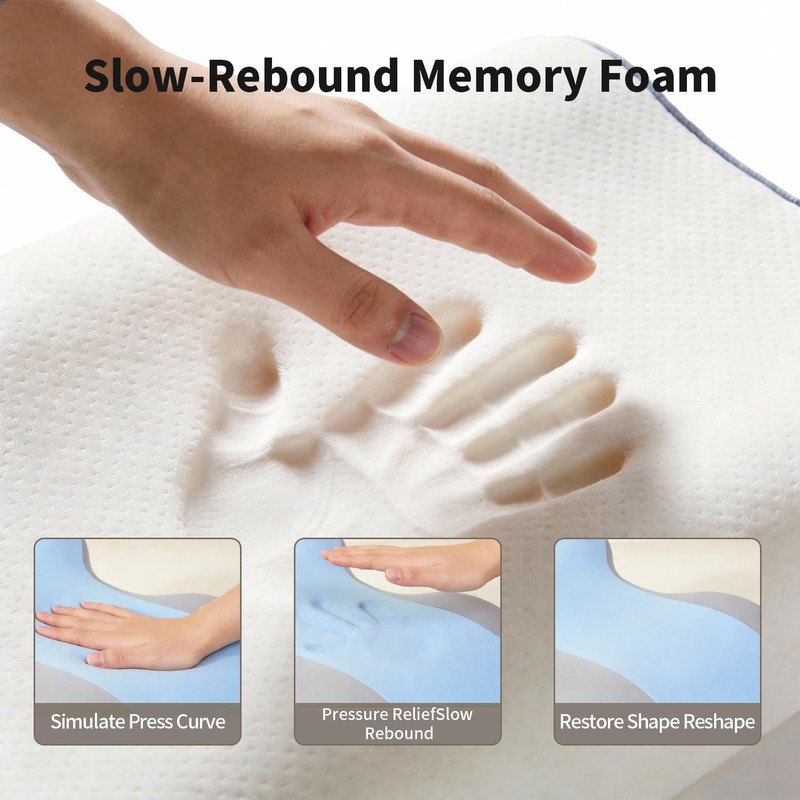 SmileQueen Memory Foam Wedge Pillow for Reading, Legs, Back Support