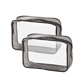 2 Pcs Double Side See Through Travel Toiletry Bag,Portable Waterproof Toiletry Bags Clear Makeup Bag,PVC Plastic Makeup Bag Small,for Holiday Travel Accessories Cosmetic Bag(17 x 12 x 6cm)