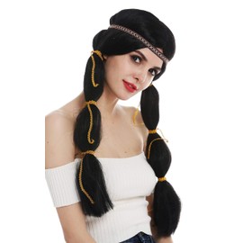 WIG ME UP - SARL087-P103 Women's Wig Carnival Long Indian Woman Wild West Braids Black Headband