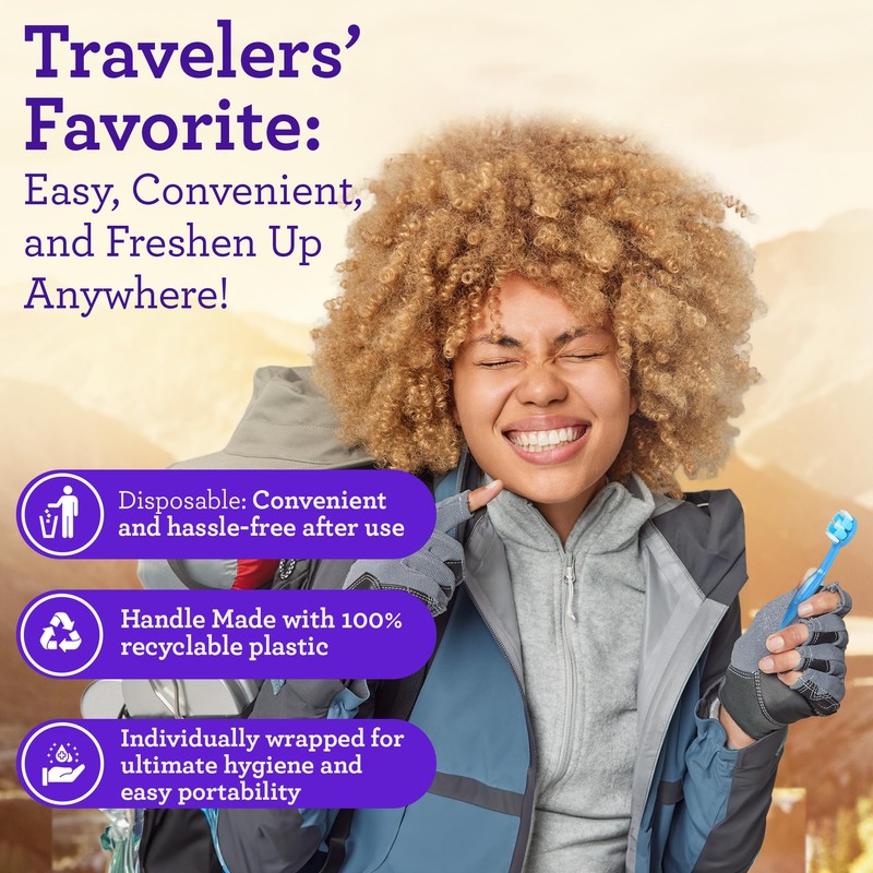 GuruNanda Ready-to-Go Disposable Mini Travel Toothbrushes - Butter on Gums