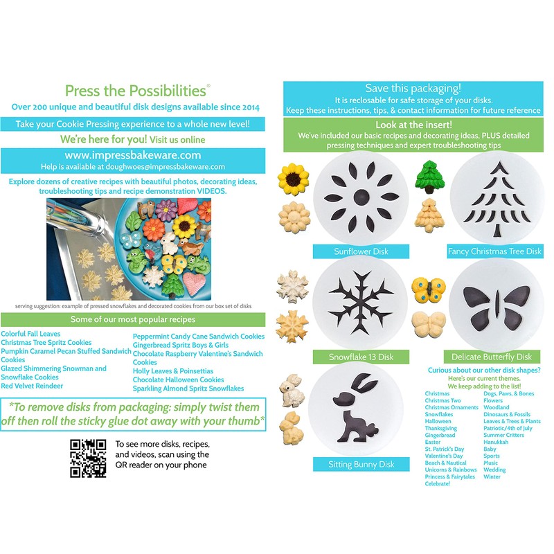 Impress Bakeware – Metal Cookie Press with 12 Shape Disks