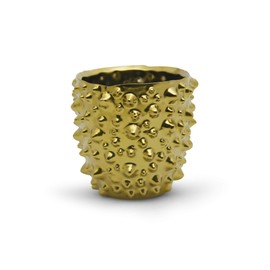 WGV Ceramic Vase, Width 5.3", Height 5.1", Spike Antique Pot, Gold with Dot Pattern Shiny Planter for Wedding Event Office Home Decor, 1 Piece