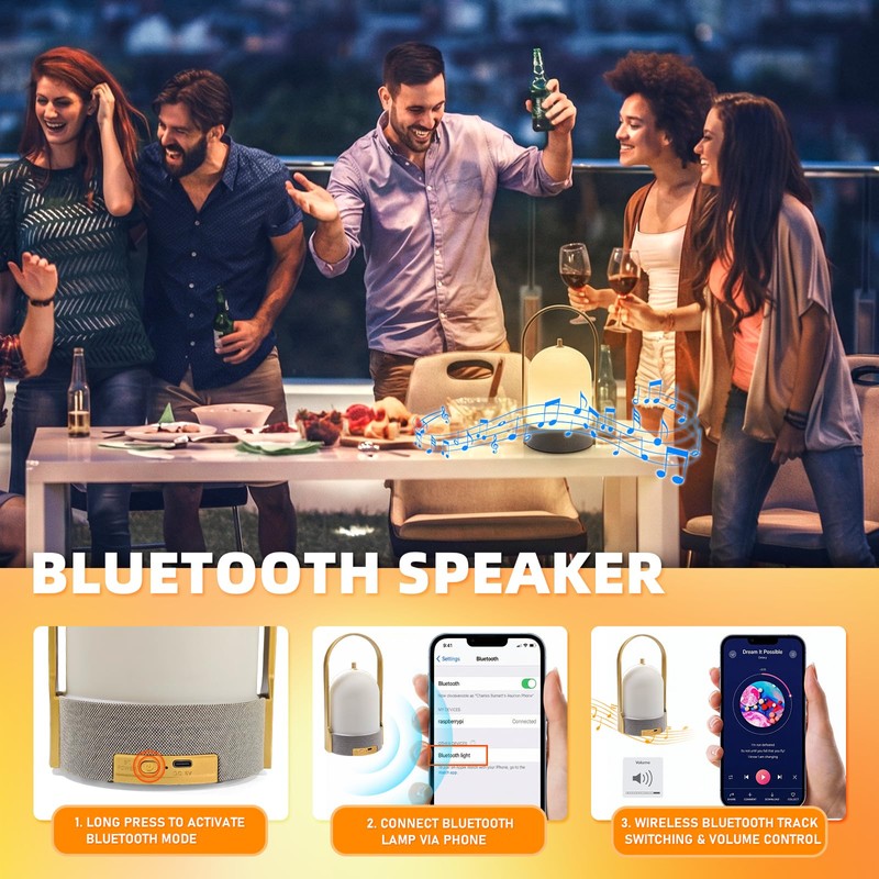 GEEBONFLUGENS LED Table Lamps Wireless with Bluetooth Speaker, USB-Powered Music